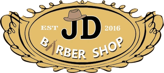 JD Barber Shop crest — a fedora over the letters JD, established 2016